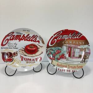 Pair of Campbells Soup collector plates, 2003, Heritage Collection, 8" across
